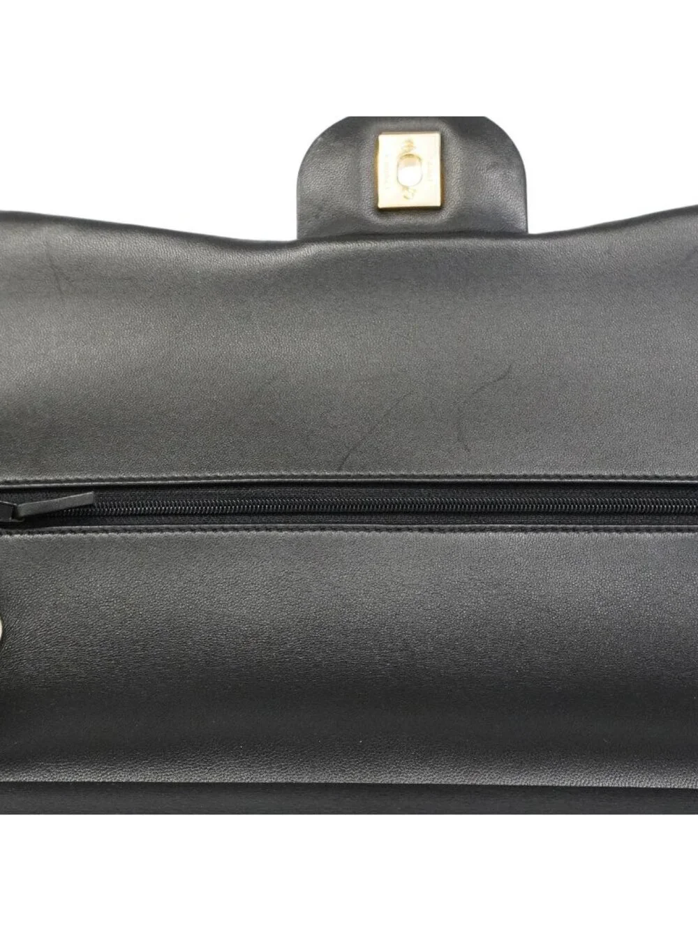Chanel Shoulder Bag Maxi Quilted Lambskin Black Gold